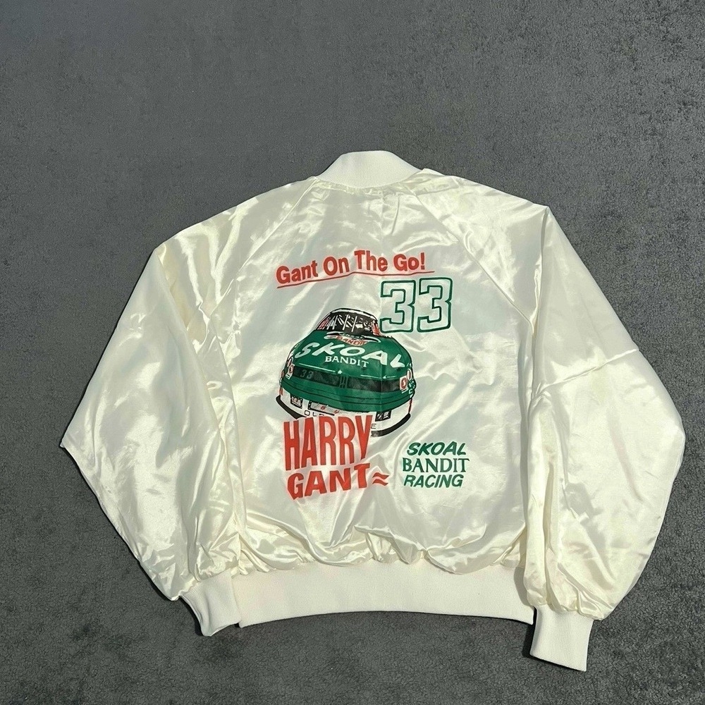 Vintage Skoal Bandit Racing Jacket XL Harry Gant 33 NASCAR Auburn USA Made White